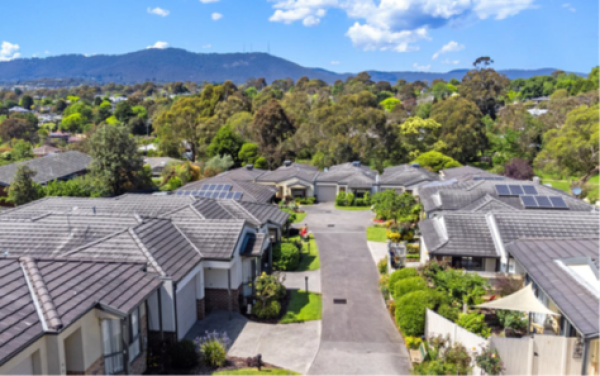 Aerial view of The Oaks Retirement Community